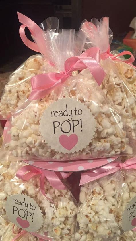 Favor Idea We Put Popcorn Into Plastic Baggies Tied Pink Satin Ribbon