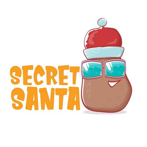 Secret Santa Claus Label With Funky Brown Cute Little Kawaii Santa