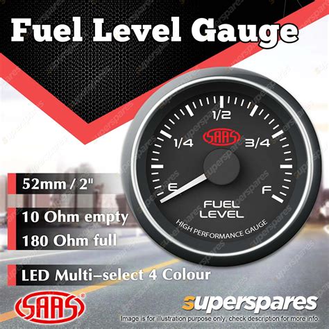 Saas Fuel Level Gauge In Dash 52mm 2 Black Muscle Series Sg Fl52b