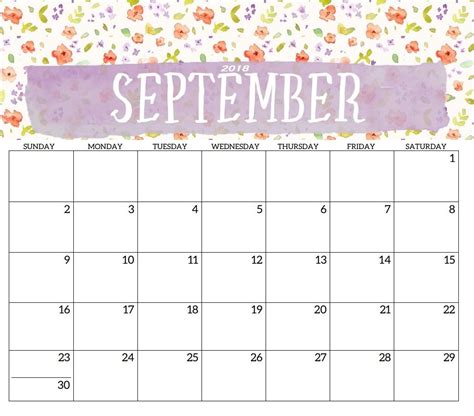 This post contains affiliate links and i will be compensated if you make a purchase after clicking on my links. September 2018 Cute Calendar | Blank calendar template ...