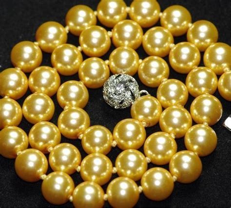 Mm South Golden Sea Shell Pearl Round Beads Necklace Aaa In