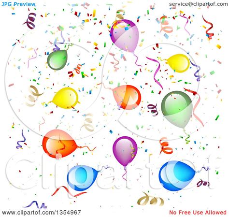 Clipart Of A Background Of Colorful Party Balloons Streamers And