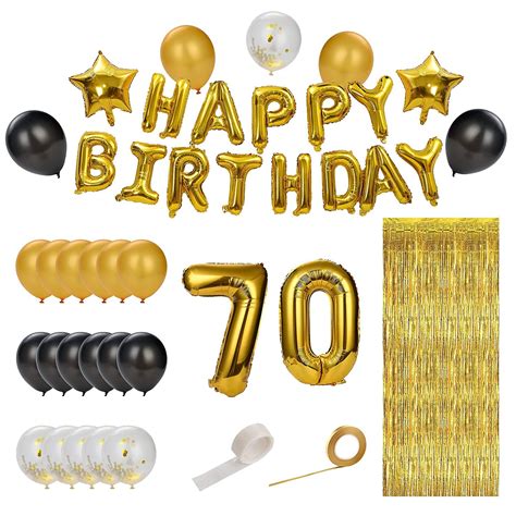 Buy 70th Birthday Decorations For Men For Women Black And Gold70th