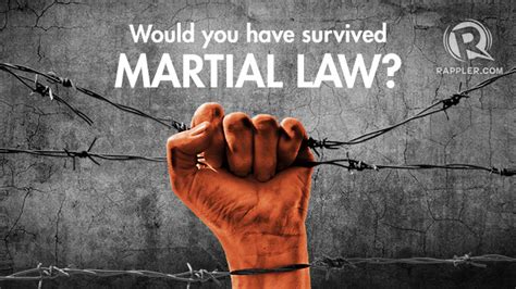 Martial law is military control of a government that suspends civil authority in various degrees. QUIZ: Would you have survived martial law?