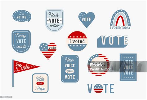 Us Election Day And Voting Theme Stickers And Badges Vector Design