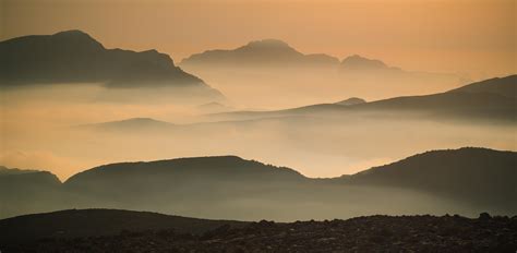 Wallpaper Mountains Fog Dusk Landscape HD Widescreen High Definition Fullscreen