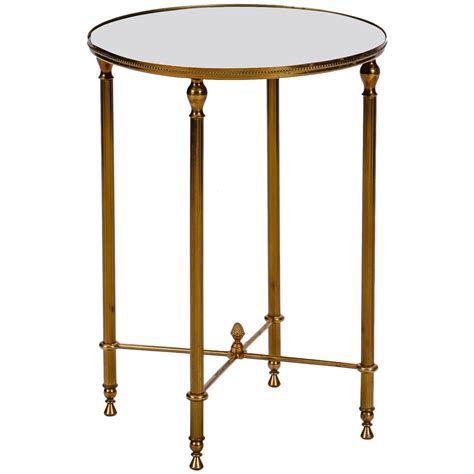 Mid Century Round Brass Side Table With Mirrored Top At 1stdibs