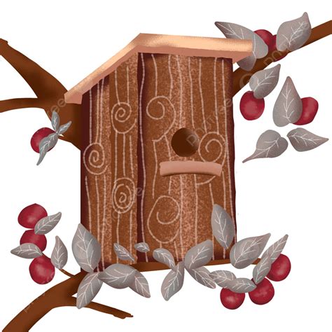 Birdhouse Surrounded By Red Cherries Birdhouse Red Cherries Png
