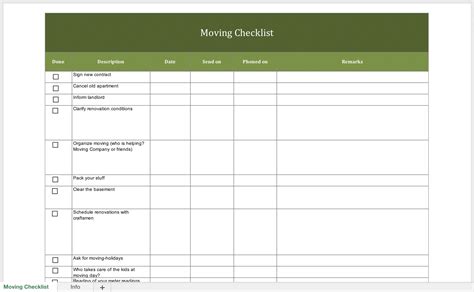 Free Moving Checklist