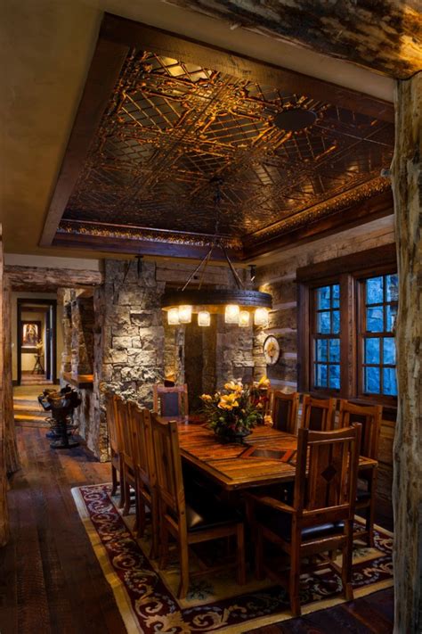 Modern Boho Decor Interior Dining Room Rustic Chalet Mountain Cedar