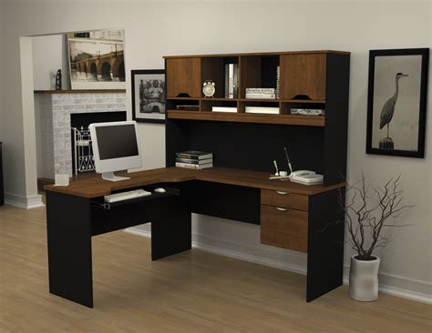 Their simple yet functional design can look. Innova L-Shaped Desk In Tuscany Brown & Black from Bestar ...