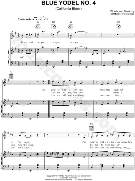 If you would like to submit one, please use the link below. Jimmie Rodgers "Blue Yodel No. 4 (California Blues)" Sheet Music in G Major - Download & Print ...