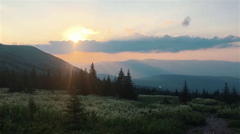 Sunset in the mountains. Golden Hour Sunset Colors Epic Glory