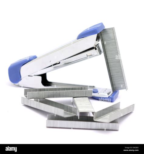 Stapler And Staples Isolated On White Background Stock Photo Alamy