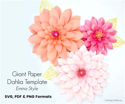 Giant Paper Dahlia Wall Flower Template Paper Flower Wall Etsy