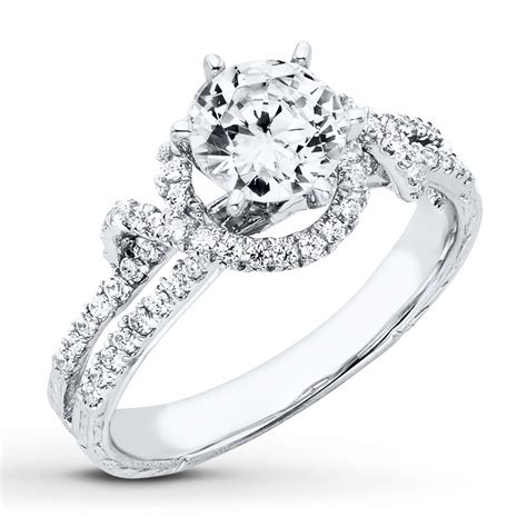 Free earrings 2.0ct round cut in 14k white gold with purchase of any engagement ring the designer collection our designer collection will leave you breathless financing available buy now, pay later Diamond Engagement Ring 1-1/3 ct tw Round-cut 14K White ...