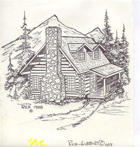 Log Cabin Art Barn Drawing Nature Art Drawings Pyrography Patterns