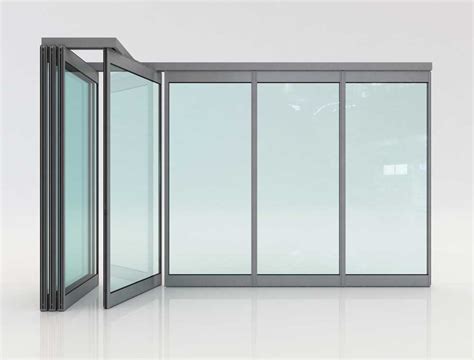 Movable glass partitions: Folding glass door F4