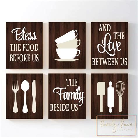 Kitchen Quote Wall Art Kitchen Prints Or Canvas Bless Food Before Us