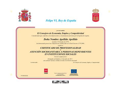 Certificado De Profesionalidad En Espa A