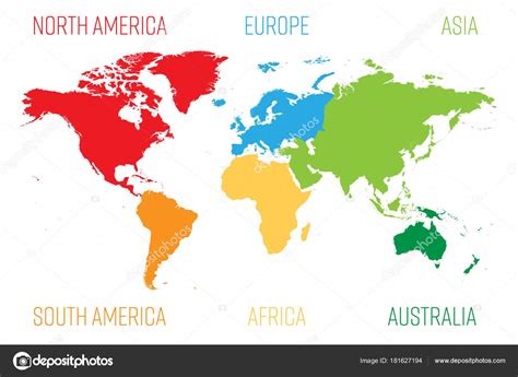 Vetores De Mapa Do Mundo Dividido Em Seis Continentes Cada Continente The Best Porn Website