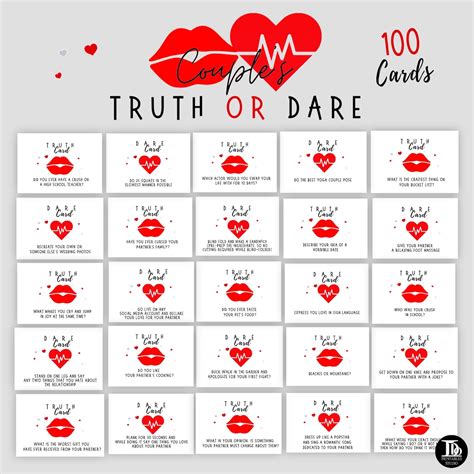Couples Truth Or Dare Questions Activity For Couples Etsy
