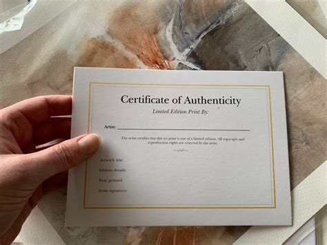 Limited Edition Art Print Certificate Of Authenticity Cards Etsy