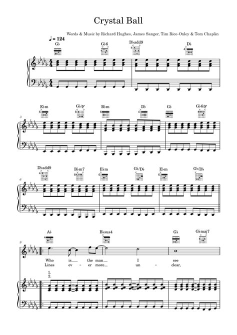 Crystal Ball Sheet Music For Piano Vocals Music Notes