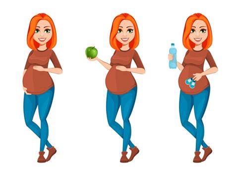Beautiful Pregnant Woman Cartoon Character 2448494 Vector Art At Vecteezy