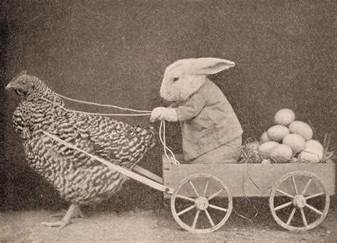Vintage Clip Art Funny Easter Bunny Delivering Eggs