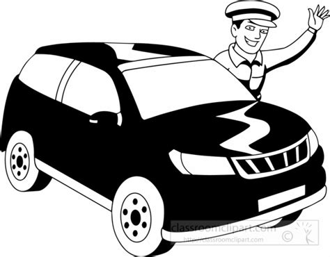 Occupations Black And White Outline Clipart Black White Driver Black