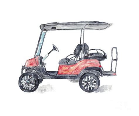 Golf Cart Print Kids Room Wall Decor Painting Watercolour Painting By
