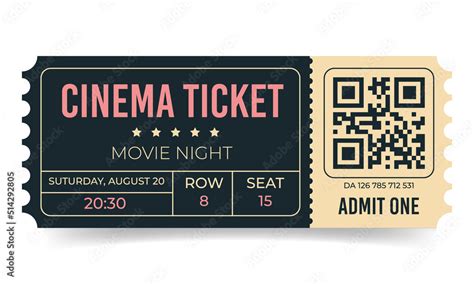 Cinema Ticket Template Movie Night Admission Coupon Design Cinema