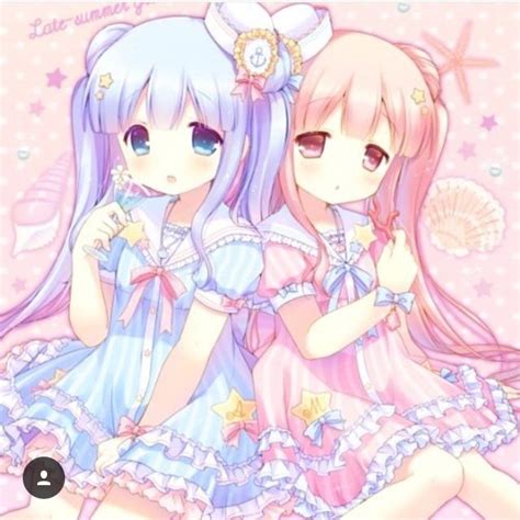 Awe Pink And Blue Girls Kawaii Anime Anime Kawaii