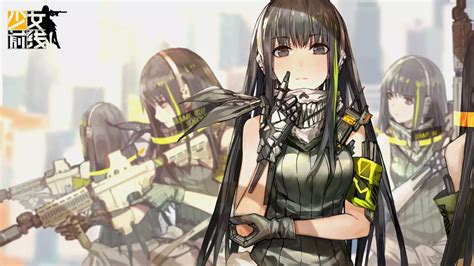Girls Frontline M4a1 With Background Of Girls With Guns