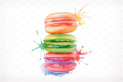 Macarons Watercolor Painting Vector ~ Icons ~ Creative Market