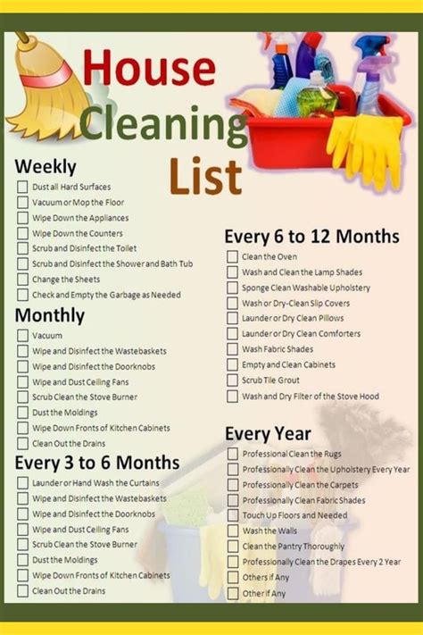 House Cleaning Schedules And Checklists Daily Weekly Monthly Cleaning