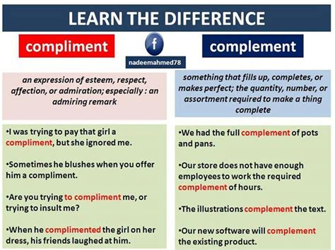 Compliment Vs Complement Learn English Esl Lessons Teaching English