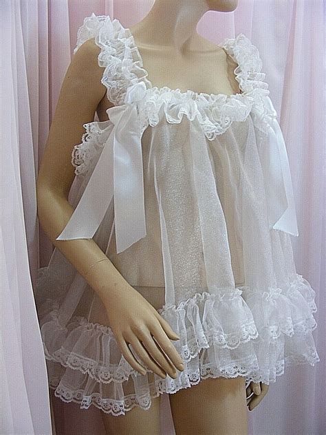 Sissy Adult Baby Organza Babydoll Negligee Nighty Fancy Dress Maid Cosplay Ebay