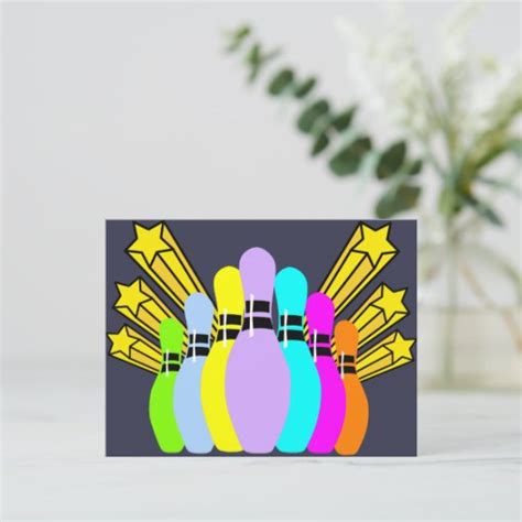 Colorful Bowling Pins Postcard Zazzle