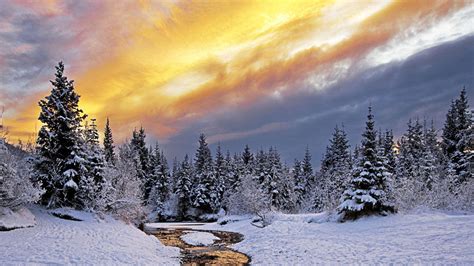 3840x2160 Winter Nature Snow Landscape River Ultra Winter Mac