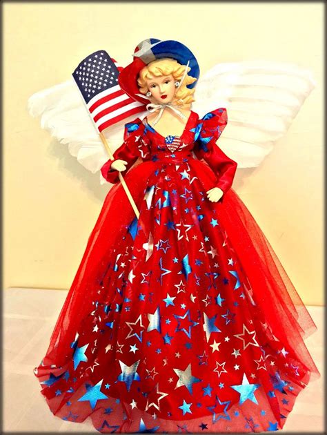 Usa Patriotic Angel Tree Topper Large Mantle Sized Angel
