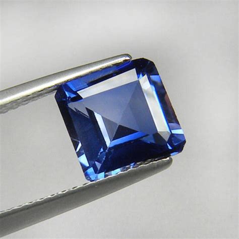 Asscher Cut Ceylon Blue Sapphire Synthetic Corundum Loose Gem Etsy