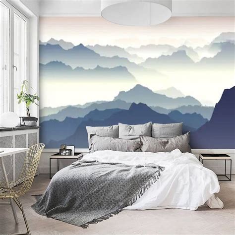 Foggy Mountains Wallpaper Mural Peel And Stick Landscape Removable Wall