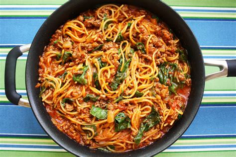 Many people fail in making sauces by not cooking the flour sufficiently, and also by serving them with a mass of oily butter on the surface. Easy One Pan Spaghetti, Spinach, Meat Sauce | Jenny Can Cook