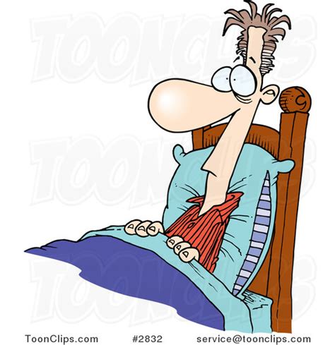 Cartoon Sleepless Guy Riddled With Insomnia 2832 By Ron Leishman