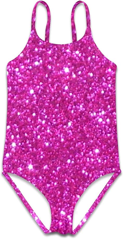 Jerecy Pink Sparkle Sparkly Glitter One Piece Swimsuits For Girls