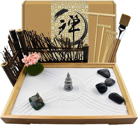 Artcome Japanese Zen Sand Garden For Desk With Rake Stand Rocks And
