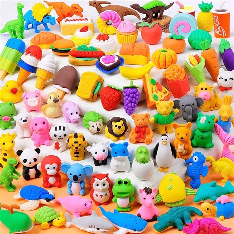 80 Pcs Animal Erasers Bulk Kids Puzzle Pencil Erasers Mini Erasers Toys