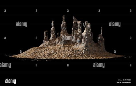 Exotic Rock Formation Desert Landscape Element With Ancient Ruins